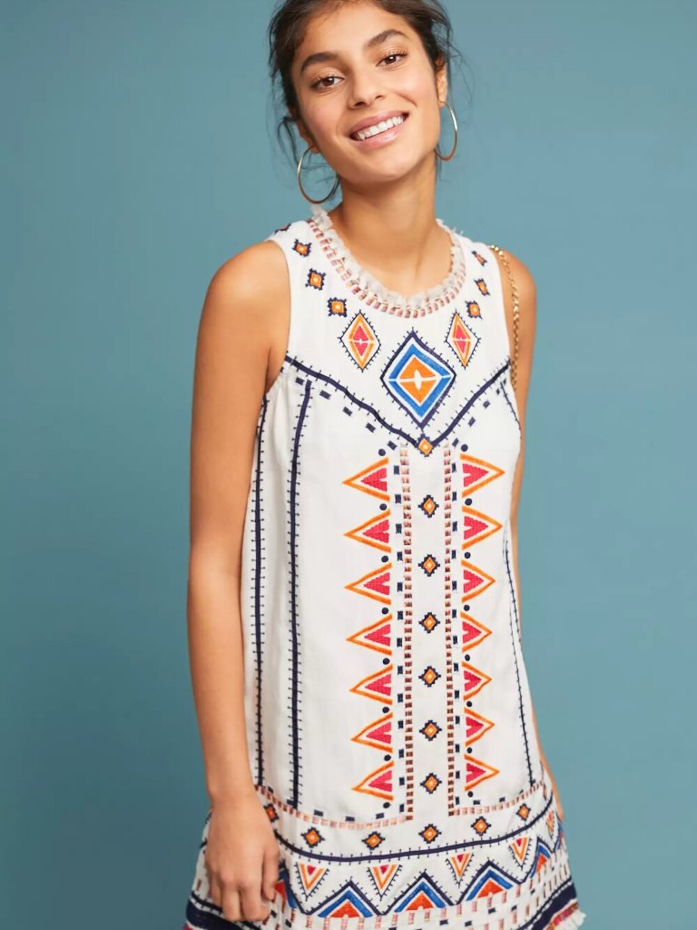 Anthropologie Akemi + Kin Reagan  Boho Embroidered Shift Dress Size 0 NWT!